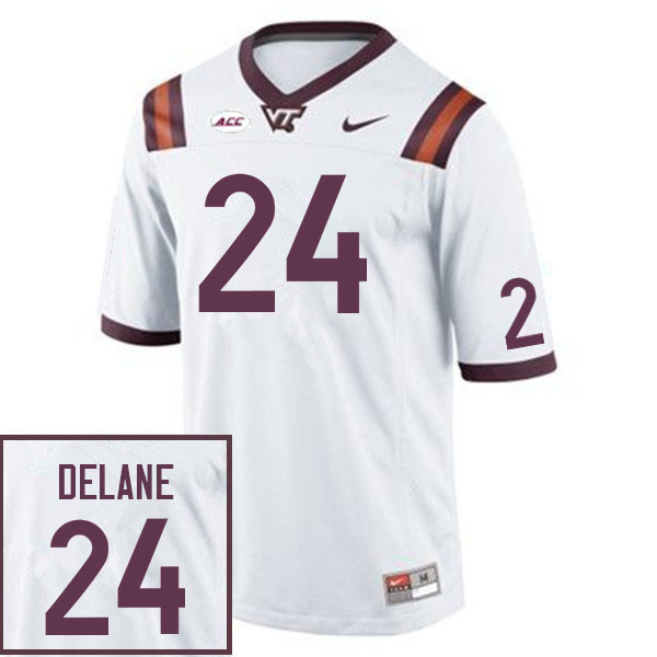 Men #24 Mansoor Delane Virginia Tech Hokies College Football Jerseys Sale-White - Click Image to Close